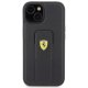 Ferrari iPhone 15 vāciņš Grip Stand Metal Logo, melns