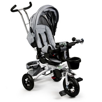 Ecotoys Tricycle with 360° Swivel Seat and Canopy, Grey