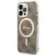 Комплект Guess 4G Print MagSafe для iPhone 13 Pro - чехол и зарядка - коричневый
