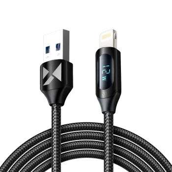 Кабель Wozinsky WUALC2 USB-A на Lightning с LED-дисплеем, 2.4A, 2м, Черный