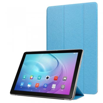 Samsung Galaxy Tab A7 10.4 (2020) (SM-T500/505) Silk Texture Tri-fold Stand Leather Cover Case, Sky Blue | Vāks...