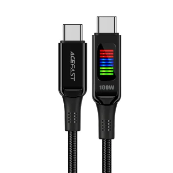 Кабель Acefast C7-03 USB-C на USB-C с дисплеем 100W 1.2м черный