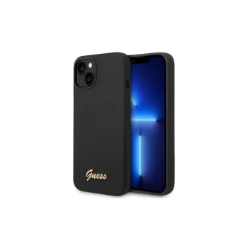 Чехол Guess Silicone Vintage Gold Logo для iPhone 14 Pro Black