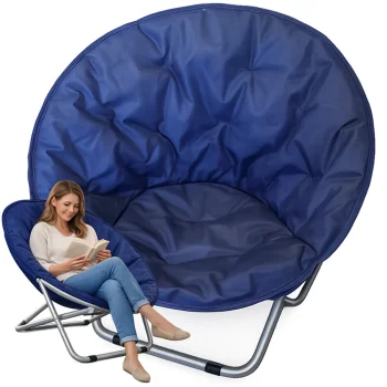 Saliekams tūrisma krēsls Moon Chair dārzam un pludmalei, tumši zils