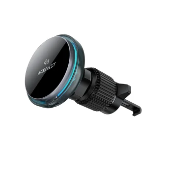 Magnētisks auto telefona turētājs Acefast D61 ar Qi2 25W bezvadu uzlādi ventilācijas restē, pelēks
