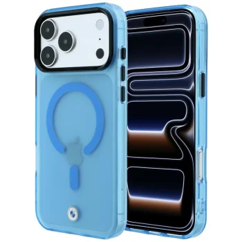 Чехол BMW Sign Frosted IML & Metal Logo MagSafe для iPhone 18 Pro / 17 Pro, синий
