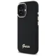 Telefona vāciņš Guess Silicone Script Metal Logo & Frame priekš iPhone 16, melns