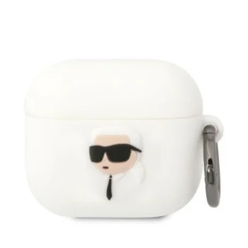 Чехол Karl Lagerfeld Silicone Karl's Head 3D для AirPods 3, белый