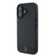 Mercedes iPhone 16 Case Textured And Plain Leather MagSafe, Black