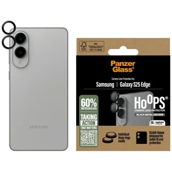 PanzerGlass Hoops kameras lēcu aizsargstikls Samsung Galaxy S25 Edge - Melns | Lens Protector Tempered Glass Black