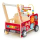 Ecotoys TL09025 koka izglītojošais stumjamais ratiņš Ugunsdzēsēju auto