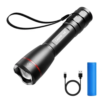 LEPRO 120024 USB LED kabatas lukturītis, 1000 lm, Zoom, melns
