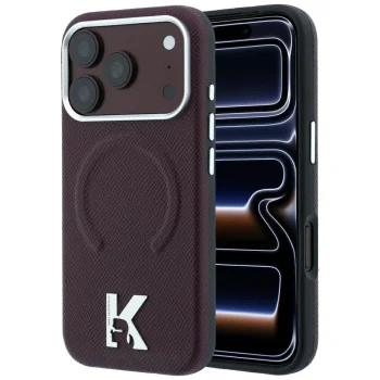 Чехол Karl Lagerfeld Grained Embossed Ring & Kameo Logo MagSafe для iPhone 18 Pro / 17 Pro, бордовый