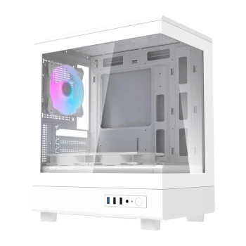Datora korpuss Darkflash DB330M Mini Tower, 3 ARGB ventilatori, balts
