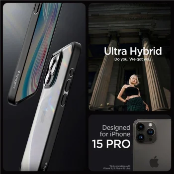Чехол Spigen Crystal Hybrid для iPhone 15 Pro, черный