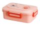 Bento Lunch Box with 3 Compartments and Utensils for Work and School, Pink