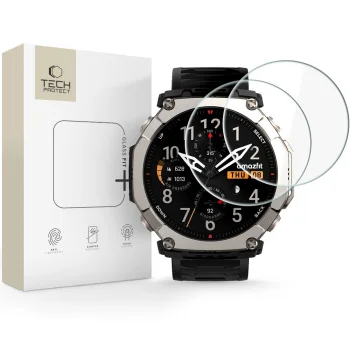 Aizsargstikls Tech-Protect Glass Fit+ 2-Pack priekš Amazfit T-Rex Ultra 2, 9H, 0.3 mm, 2 gab.
