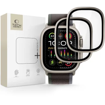 Aizsargstikls Tech-Protect Apple Watch Ultra 49 mm, 2 gab., sudraba un melns