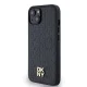DKNY iPhone 15 / 14 / 13 Case Leather Monogram Metal Logo MagSafe, Black