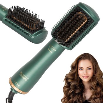 Matu Taisnojošā Suka Fēns Elektriskais Bezvadu Matu Taisnotājs, zaļš | Hair Straightening Brush