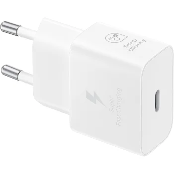 Сетевое зарядное устройство Samsung EP-T2510XWEGEU 25W GaN с кабелем USB-C, белое