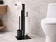 Freestanding Toilet Paper Holder Stand with Brush 3-in-1 Black