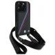 Чехол BMW для iPhone 16 Pro Max M Edition Carbon Tricolor Lines & Strap, черный