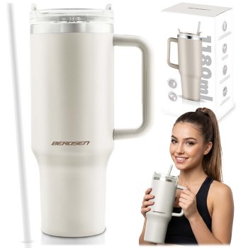 Berdsen Termokrūze ar salmiņu 1180 ml, krēmkrāsas