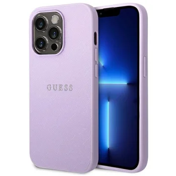 Guess iPhone 14 Pro Max Case Saffiano Strap, Purple