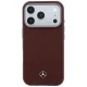 Mercedes Leather Semi Wrap Wood Effect MagSafe vāciņš iPhone 17/18 Pro Max, bordo