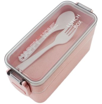 Lunch Box 750ml Food Container with Utensils, Pink