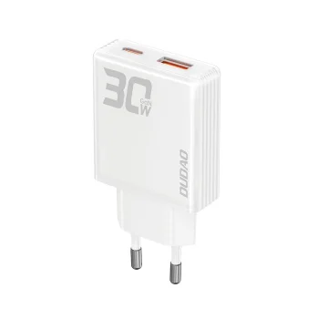 Dudao A30EU 30W USB-A / USB-C GaN tīkla lādētājs, balts