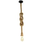 Ceiling lamp E27 with jute rope, single, black/brown