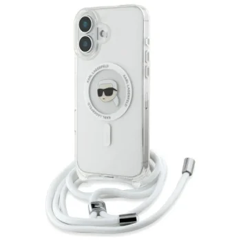 Чехол Karl Lagerfeld для iPhone 16 Crossbody IML Karl Head MagSafe, прозрачный