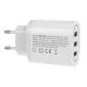 Сетевое зарядное устройство Maclean MCE479 W, QC 3.0, 3x USB, белое