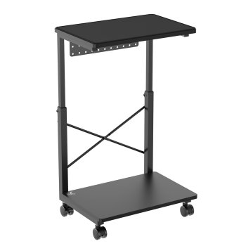 NanoRS RS430 datora paliktnis ar riteņiem un plauktu, 80kg, melns
