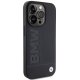 BMW iPhone 15 Pro Case Leather Hot Stamp, Black