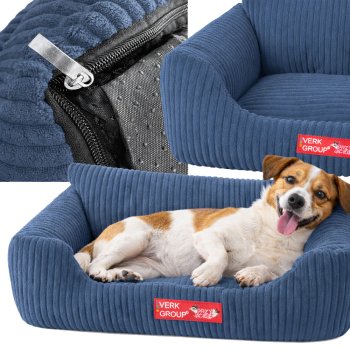Mīksta kordflīsa guļvieta sunim un kaķim ar neslīdošu pamatni M, zila