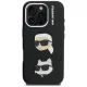 Karl Lagerfeld FW Grained Karl & Choupette Heads Pins vāciņš iPhone 16 Pro Max, Melns
