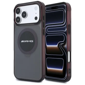 Чехол Mercedes AMG для iPhone 18 Pro Max / 17 Pro Max MagSafe Bicolor, черный/бордовый
