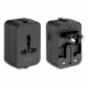 Tech-Protect TA300 ceļojumu adapteris EU / UK / US / AU, USB-A / USB-C, melns