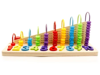 ECOTOYS attīstošie koka skaitīkļi ar cipariem un klucīšiem