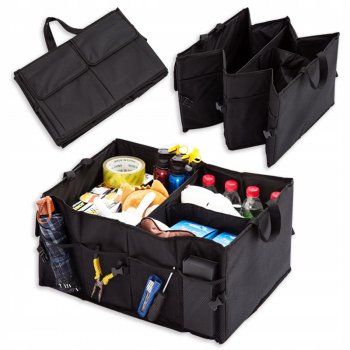 Saliekama Automašīnas Soma Organaizers Kaste Bagāžniekam, Melna | Foldable Car Trunk Organizer Bag