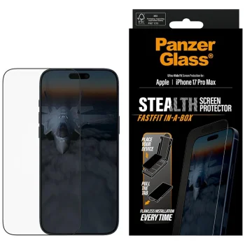 PanzerGlass Stealth Ultra-Wide Fit Fastfit rūdītais aizsargstikls priekš iPhone 17 Pro Max | Tempered Glass Screen...