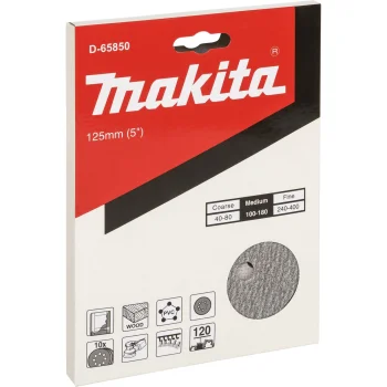 Makita slīpdiski ar līplenti 125 mm, P120, 8 caurumi, 10 gab.