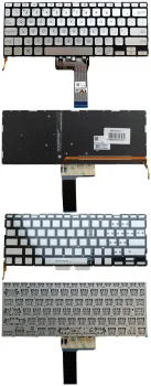 Клавиатура Asus X409, A412, X412, R423, R424 с подсветкой, US, серебристая