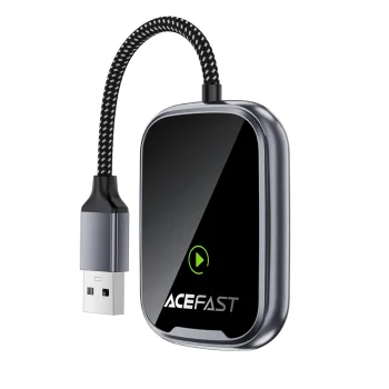 Беспроводной автоадаптер Acefast QC1 для CarPlay и Android Auto, серый