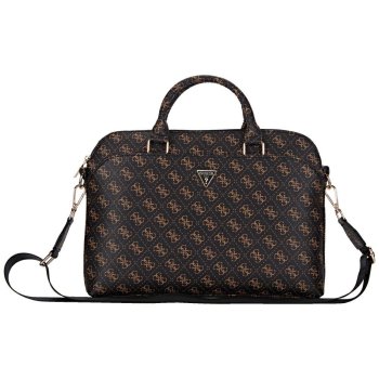 Guess New 4G rāvējslēdzēja kabatas trīsstūra logotipa 15" klēpjdatora soma – melna