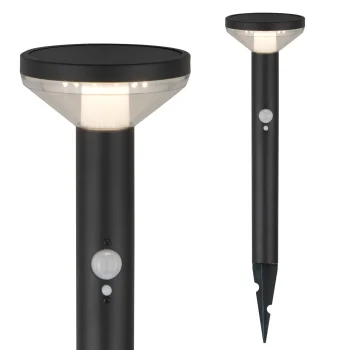 Maclean MCE465 B LED solārā lampa ar sensoru, 3 režīmi, IP44, melna
