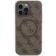 Apple iPhone 14 Pro 6.1\'\' Guess 4G Collection Leather Metal Logo MagSafe Case Cover, Brown | Telefona Maciņš Vāks...